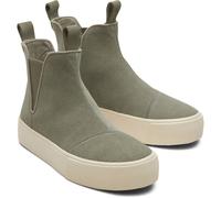 Toms Fenix Platform Leather Women's Vetiver Flat Chelsea Boots UK 5
