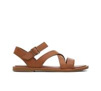 TOMS Women's Sloane Flat Sandal, Tan Leather/Suede, 5.5 UK