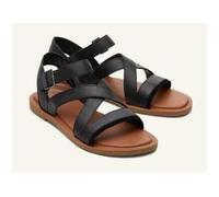 TOMS Women's Sloane Flat Sandal, Black Leather/Suede, 5.5 UK