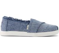 TOMS Girls Alpargata Classic Slip-On Espadrille, Dark Sky Textured Denim with Fray, 2 UK