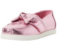 TOMS Girls Alpargata Loafer Flat, Rose Pink Metallic Twill Bow, 4 UK
