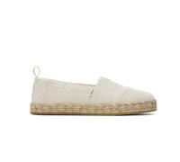 TOMS Girls Alpargata Rope Loafer Flat, Natural Undyed Metallic Linen Stripe, 2 UK