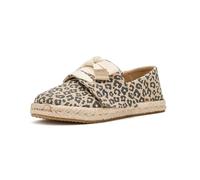 TOMS Youth Girl's Carolina Lace Up Espadrille Loafer Flat, Oatmeal Small Leopard Spots, 3 UK