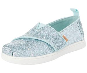 TOMS Girl's Classic Alpargata Loafer Flat, Light Mint Cosmic Glitter, 1 UK