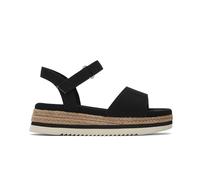 TOMS Girls Diana Wedge Sandal, Black Canvas, 3 UK