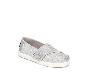 TOMS Girl's Tiny Alpargata Loafer Flat, Silver, 1.5 UK Child