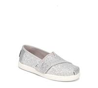 TOMS Girl's Tiny Alpargata Loafer Flat, Silver, 6 UK Child