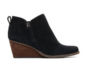 Toms Goldie Textile Womens Black Heeled Ankle Boots - Size UK 8