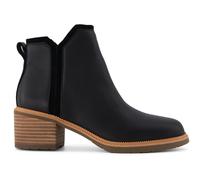 (Black, 6 (Adults')) TOMS Hailey Leather Women's Black Heeled Ankle Boots