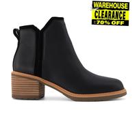 (Black, 4 (Adults')) TOMS Hailey Leather Women's Black Heeled Ankle Boots