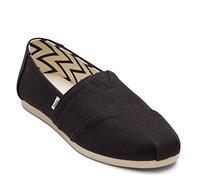 TOMS Women's Alpargata Loafer Flat, Black Wide Recycled Cotton Canvas, 3 UK