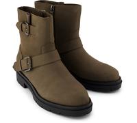 Toms Ionie Moto Leather Womens Canteen Boots - Green Nubuck - Size UK 3