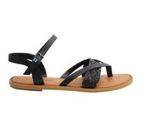 Toms Lexie Buckle Black Smooth Leather Womens Sandals 10015128