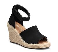 TOMS Marisol Wedge Black Leather 12 B (M)