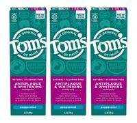 Tom's of Maine Fluoride-Free Antiplaque & Whitening Natural Toothpaste Peppermint 4.2 oz. 3-Pack (Packaging May Vary)