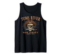 Toms River New Jersey Pirate Skull Since 1614 Orange Tank Top