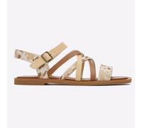 TOMS Women's Sephina Flat Sandal, Beige Abstract Cow Print, 4 UK