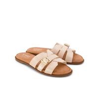 Toms Sol Mule Leather Womens Champagne Sandals - Gold - Size UK 7