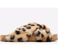 TOMS SUSIE Womens Faux Fur Mule Slippers Natural/Leopard - UK 7