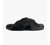 Toms Womens Susie Slipers in Black Fur - Size UK 6