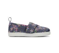 TOMS Tiny Girl's Classic Alpargata Loafer Flat, Navy Embroidered Flora, 3 UK