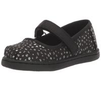 TOMS Tiny Girl's Mary Jane Flat, Black Foil Dot Microfiber, 3 UK