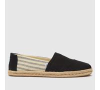 TOMS University Stripe Rope Flats in Black UK 3