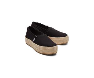 TOMS Valencia 100% Cotton Women's Black Espadrilles New