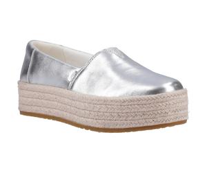 TOMS Valencia Leather Women's Silver Espadrilles New