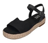 TOMS Women's Abby Sandal, Black Slubby Woven/Leather, 8 UK