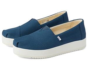 TOMS Women's Alp Midform Loafer Flat, Majolica Blue Canvas, 4.5 UK