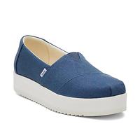 TOMS Women's Alp Midform Loafer Flat, Majolica Blue Canvas, 4 UK