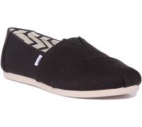 TOMS Classic Canvas Alpargata Slip-On Shoes Recycled Cotton Loafer Flat Black White