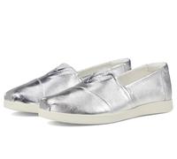 TOMS Women's Alpargata Plus Slip-On Shoes, Silver Metallic Nappa Leather, 7