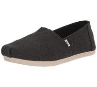 TOMS Women's Alpargata Print Glitter Loafer Flat, Black, 3 UK