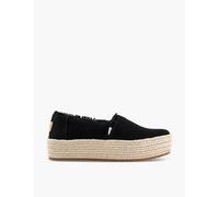Toms Womens Black Valencia Frayed-trim Woven Platform Espadrilles Eur 37 / 4 Uk Women