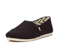 TOMS Womens Canvas Alpargata Slip-on Shoes Recycled Cotton Loafer Ballet Flat, Black White, 6 UK