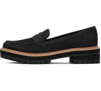 TOMS Women's Cara Loafer, Black/Black Leather, 8 UK