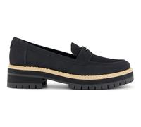 TOMS Women's Cara Loafer, Black Leather/Shimmer Twill, 4.5 UK