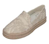 TOMS Womens Carolina Espadrille Slip On Flats Casual - Black, Egret Botanical Eyelet, 7 UK