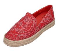 TOMS Womens Carolina Espadrille Slip On Flats Casual - Black, Flame Botanical Eyelet, 9 UK
