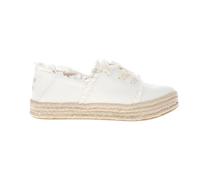 TOMS - Womens Carolina Lace Up Espadrille, Color White Beachside Woven/Fray, Size: 7 UK