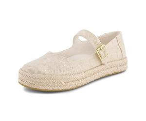 TOMS Women's Carolina Mary Jane, Champagne Glimmer Slub Canvas, 6