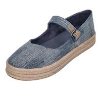 TOMS - Womens Carolina Mary Jane Espadrille, Color Dark Sky Textured Denim, Size: 5.5 UK