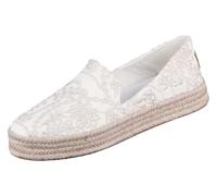 TOMS Womens Carolina Platform Espadrille Slip On Flats Casual - Yellow, Egret Botanical Eyelet, 5 UK