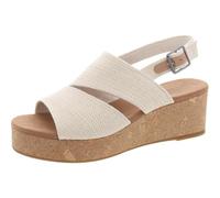 TOMS Women's Claudine Wedge Sandal, Natural Metallic Linen, 6.5 UK