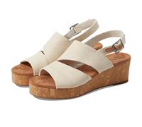 TOMS Women's Claudine Wedge Sandal, Natural Metallic Linen, 8 UK