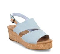 TOMS Women's Claudine Wedge Sandal, Pastel Blue Washed Denim, 4 UK