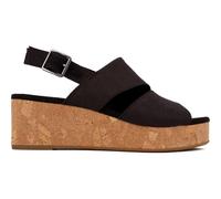 Toms Womens Claudine Wedge Sandals - Black Textile - Size UK 5