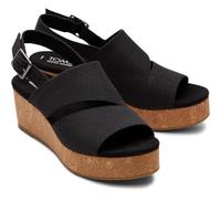 TOMS Women's Claudine Wedge Sandal, Black Melange Woven, 10 UK